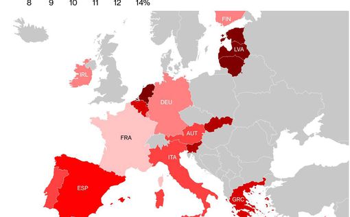 Появилась инфляционная карта еврозоны