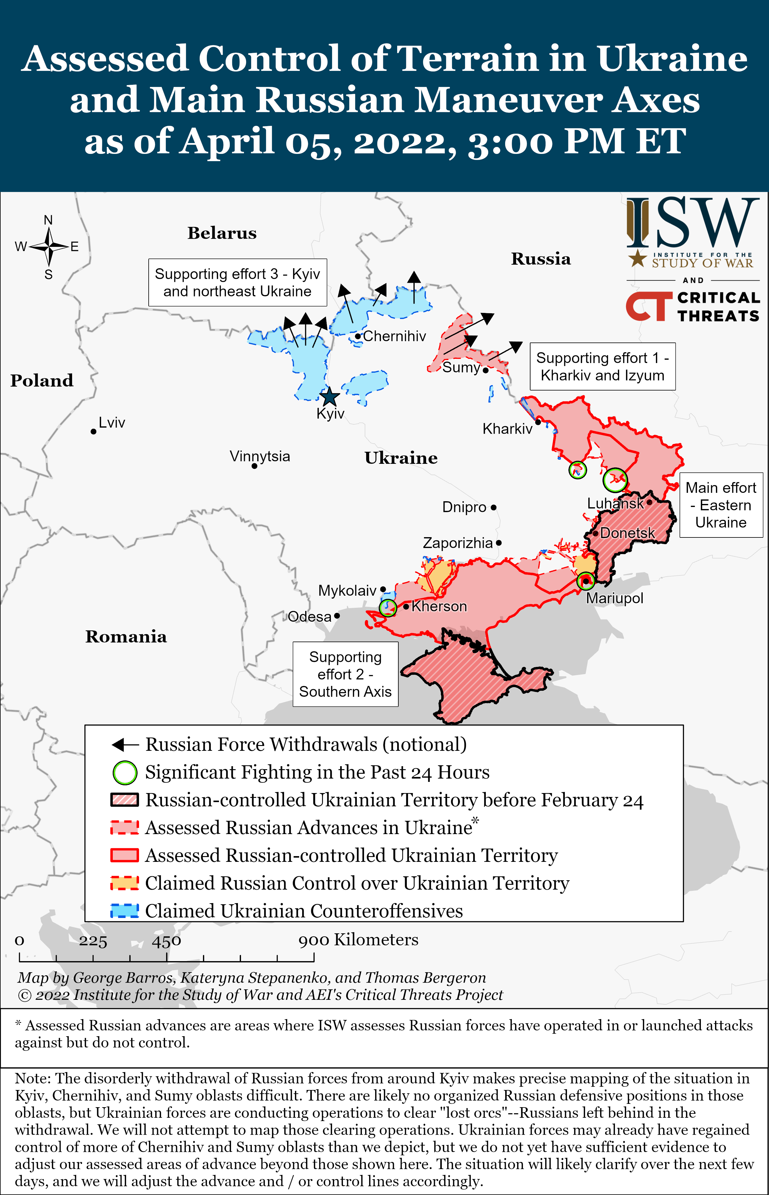 Появилась новая карта боевых действий в Украине от ISW